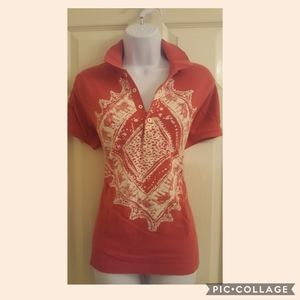 Ralph Lauren Coral Boho Print Polo